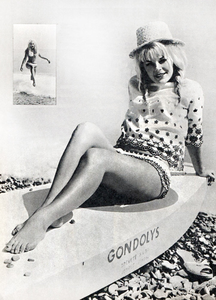 Elke Sommer Sitting on Canoe Photo Print