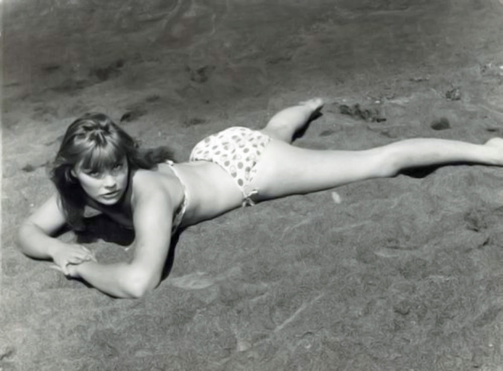 Elke Sommer Laying Face Down in Polka Dot Bikini Photo Print