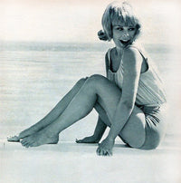 Elke Sommer Sitting Looking Back with Blue Tint Photo Print