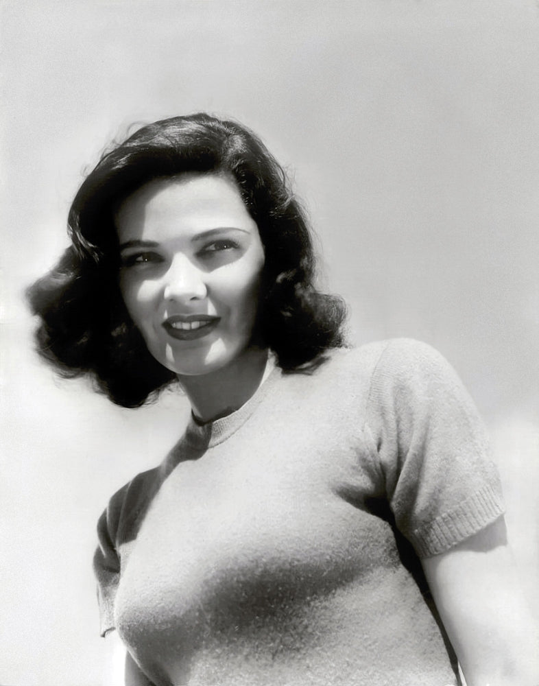 Gene Tierney wearing a short sleeve sweater photo print