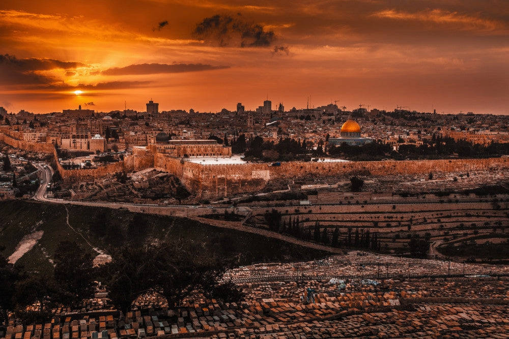 Cityscape of Jerusalem at Sunset Fine Art Print by Reynold Mainse