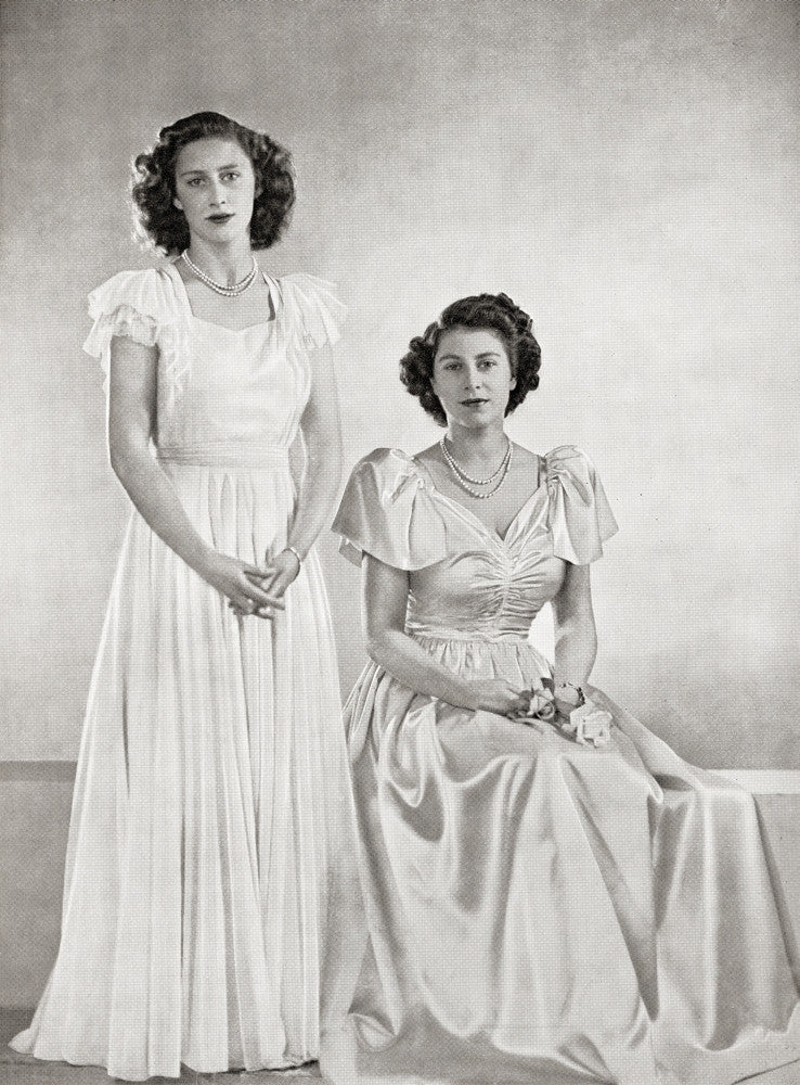 Princess Margaret and Princess Elizabeth Vintage Fine Art Print by Ken Welsh