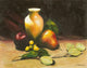 Oil Painting of Fruit and Leaves with a Vase Fine Art Print by Kane Pendry