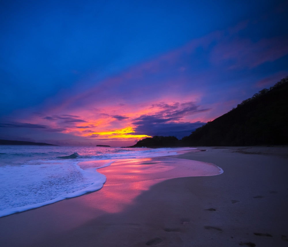 Colourful Sunset Over Big Beach, Maui Fine Art Print by Lorna Rande