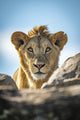 Young Male Lion Poster Print by Nick Dale - Serengeti, Tanzania