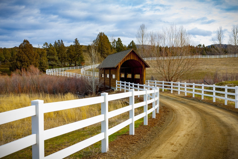 Covered Bridge Over River in Oregon Fine Art Print by The Nature Collection