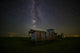 Old Caboose Under Starry Sky Fine Art Print by Michael St. Laurent