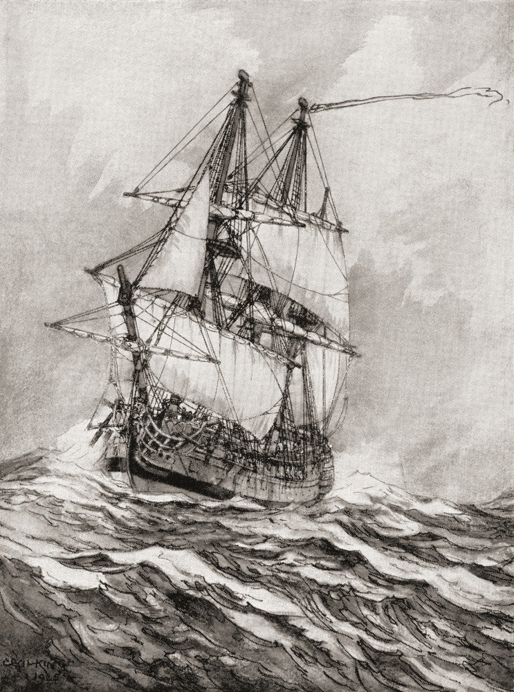 George Anson's HMS Centurion at Cape Horn Fine Art Print by Hilary Jane Morgan