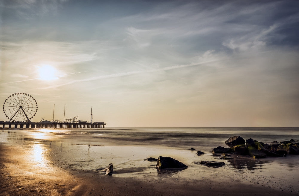 Sunrise on Atlantic City Beach Fine Art Print by F. M. Kearney
