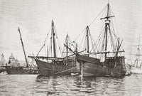 La Nina and La Pinta Ship Replicas Fine Art Print by Ken Welsh