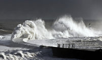 Seaham, England Stormy Waves Pounding Seawall Fine Art Print