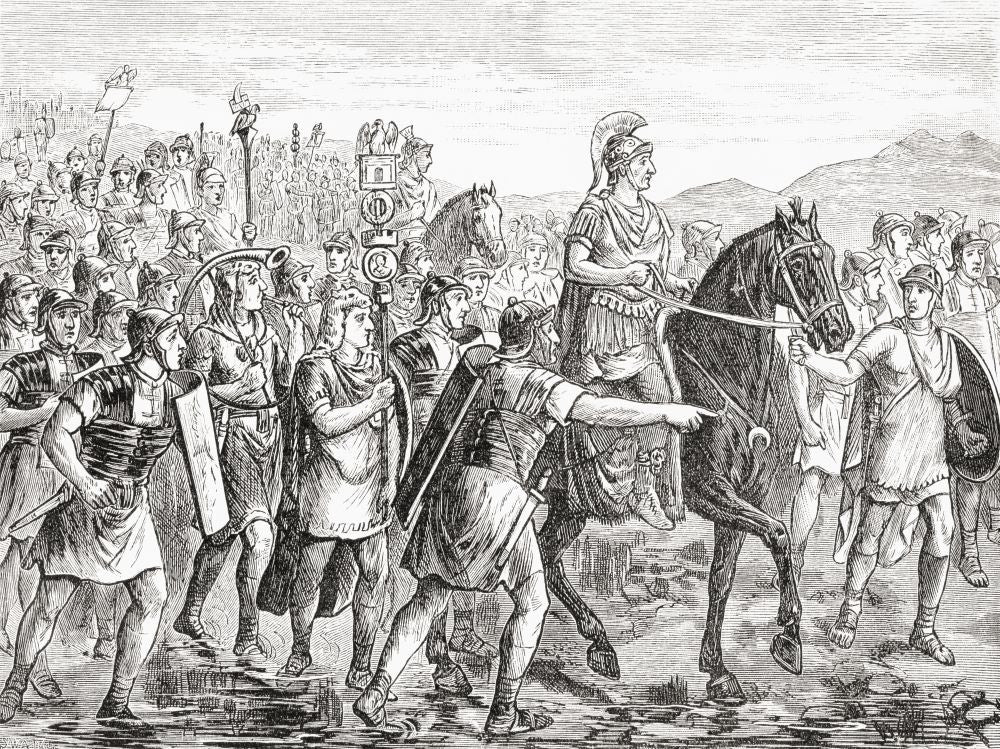 Julius Caesar Crossing the Rubicon River Fine Art Print by Ken Welsh