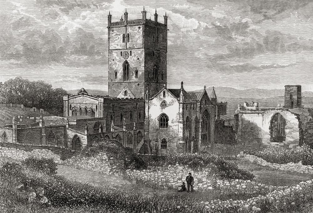 19th Century St. David's Cathedral & St. Mary's College Print by Ken Welsh