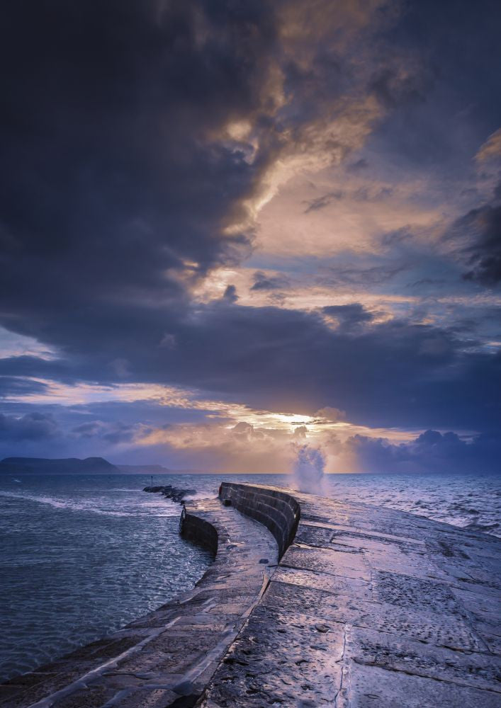 The Cobb at Lyme Regis on a Stormy Dawn Photo Print by Loop Images Ltd.