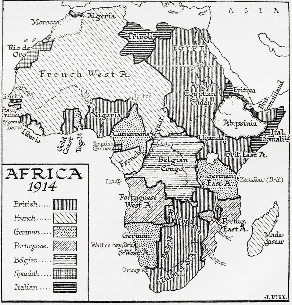 Map of Africa in 1914 Fine Art Print by Ken Welsh