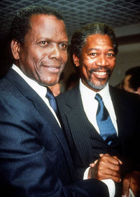 Sidney Poitier and Morgan Freeman 1990 Photo Print by Adam Scull