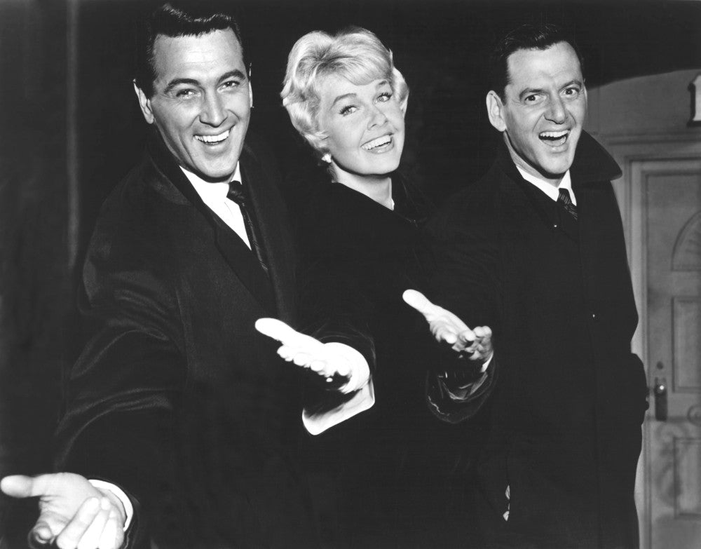 Pillow Talk Movie Poster Print featuring Rock Hudson, Doris Day, and Tony Randall (1959)
