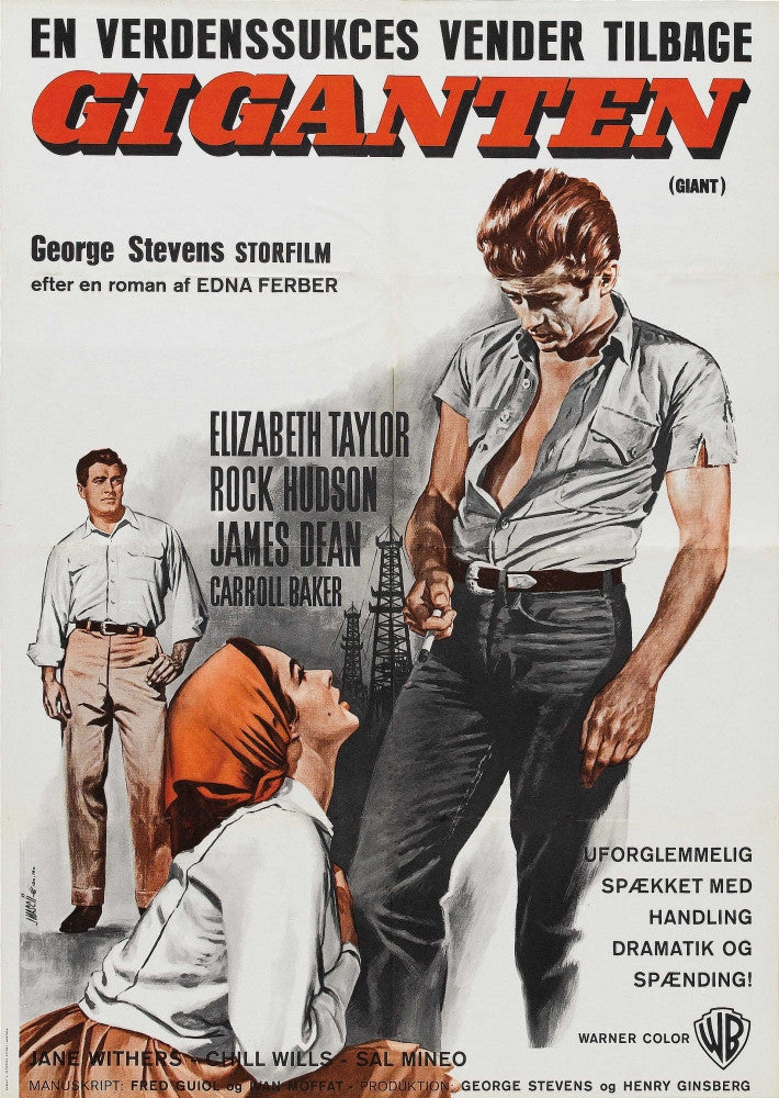 Giant Movie Poster Print Featuring Rock Hudson, Elizabeth Taylor, and James Dean - 1956
