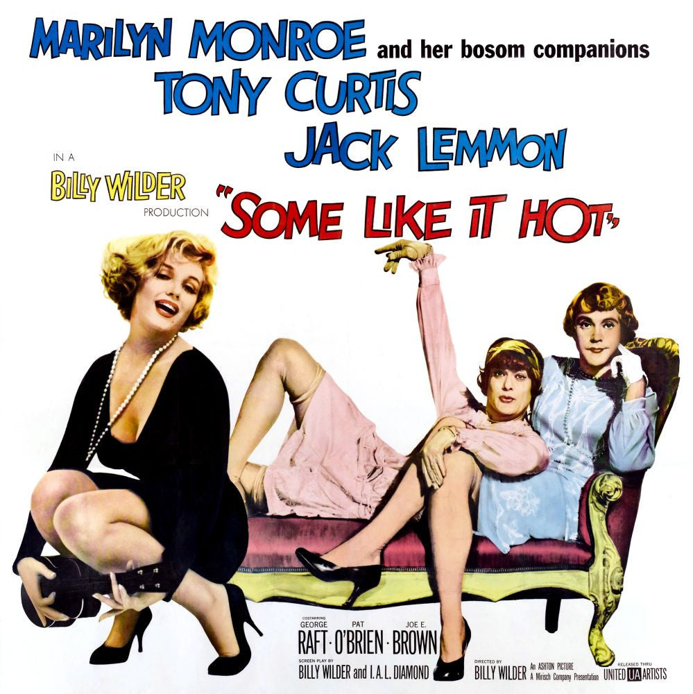 Some Like It Hot Movie Poster Print Featuring Marilyn Monroe, Tony Curtis, Jack Lemmon (1959)