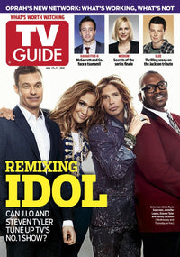 American Idol TV Guide Cover Featuring Ryan Seacrest, Jennifer Lopez, Steven Tyler, and Randy Jackson - Poster Print