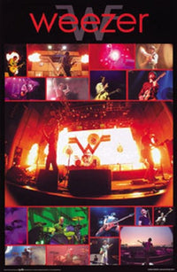 Weezer Live Collage Poster showcasing vibrant concert visuals