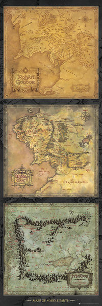 Lord of the Rings Maps of Middle Earth Rolled Poster Print
