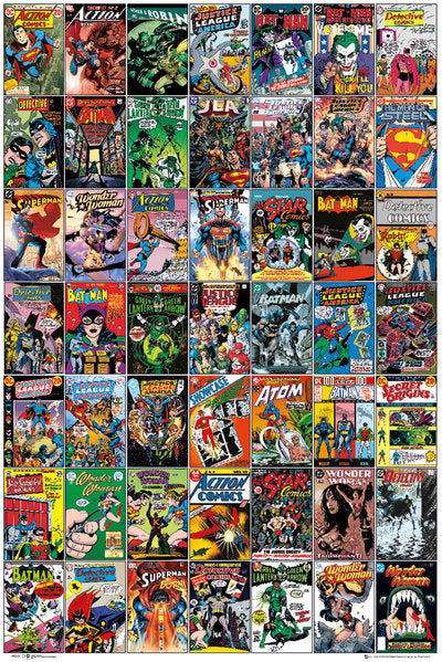 DC Comics Comic Covers Poster showcasing iconic comic book covers.
