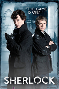 Sherlock The Game Is On Poster featuring iconic detective imagery