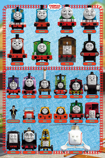 Thomas and Friends Characters Poster for Kids' Room Decor