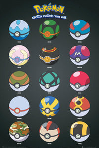 Pokemon Pokeballs Rolled Poster Print (24x36)