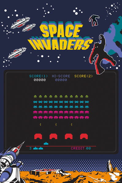 SPACE INVADERS Screen Poster Print - Rolled Poster 24x36