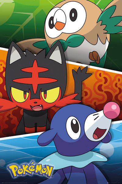 Pokemon Alola Partners Poster featuring vibrant Pokémon characters
