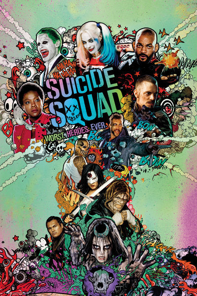 Suicide Squad One Sheet Poster featuring iconic characters from the movie.