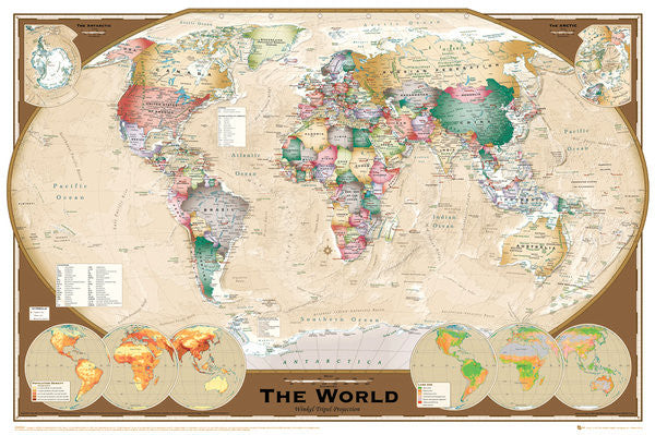 World Map Tripel Projection Poster Print - 22x34