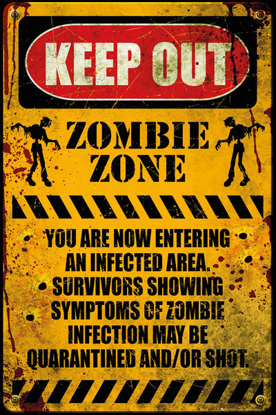 Zombie Keep Out Poster - Spooky Halloween Wall Art