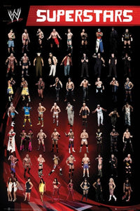WWE Superstars Poster Print showcasing iconic wrestlers.