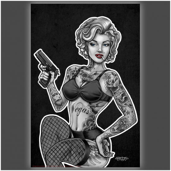 Inked and Armed Poster by Biggs Studio, vibrant art print for home decor.