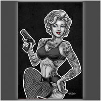 Inked and Armed Poster by Biggs Studio, vibrant art print for home decor.