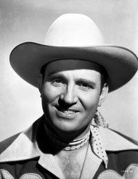 Gene Autry smiling photo print with gray background.