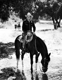 Gene Autry Riding a Horse Drinking Water Photo Print