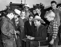 Gene Autry surrounded by a crowd photo print