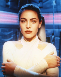 Yancy Butler close-up portrait photo print in white dress