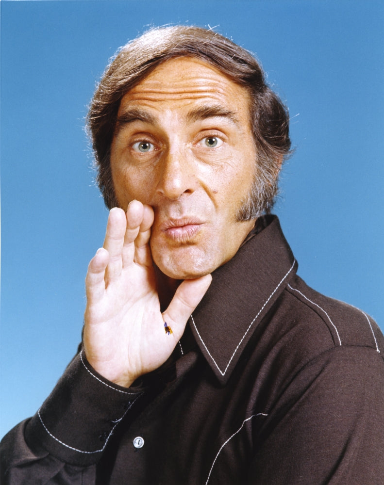 Sid Caesar portrait photo print in black long sleeves.