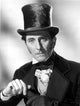 Photo print of Peter Cushing wearing a top hat, classic cinema.