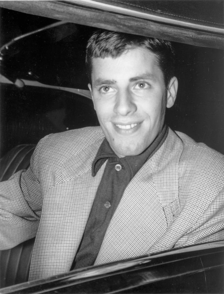 Jerry Lewis in a car photo print, vintage cinema memorabilia.