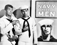 Martin and Lewis in navy uniforms photo print, vintage comedy decor.