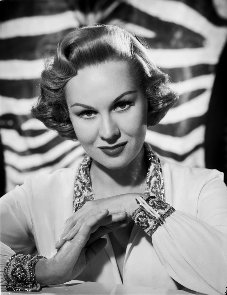 Virginia Mayo photo print with hands clenched together