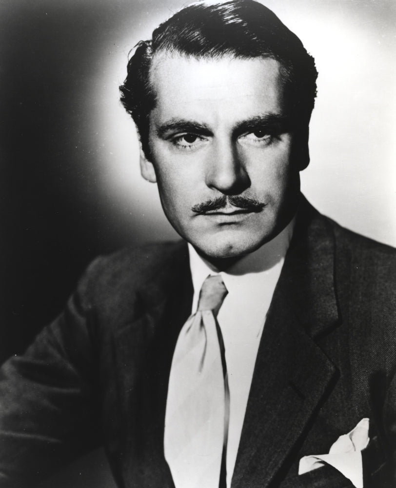 Laurence Olivier Photo Print with Moustache, classic cinema artwork.