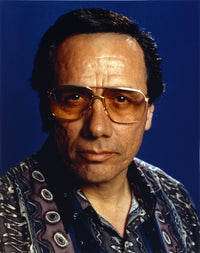 Edward Olmos portrait photo print with blue background