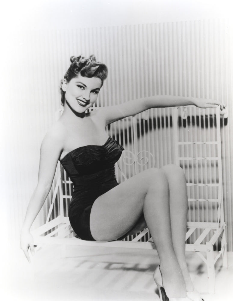 Debra Paget seated on a bench - Vintage Photo Print